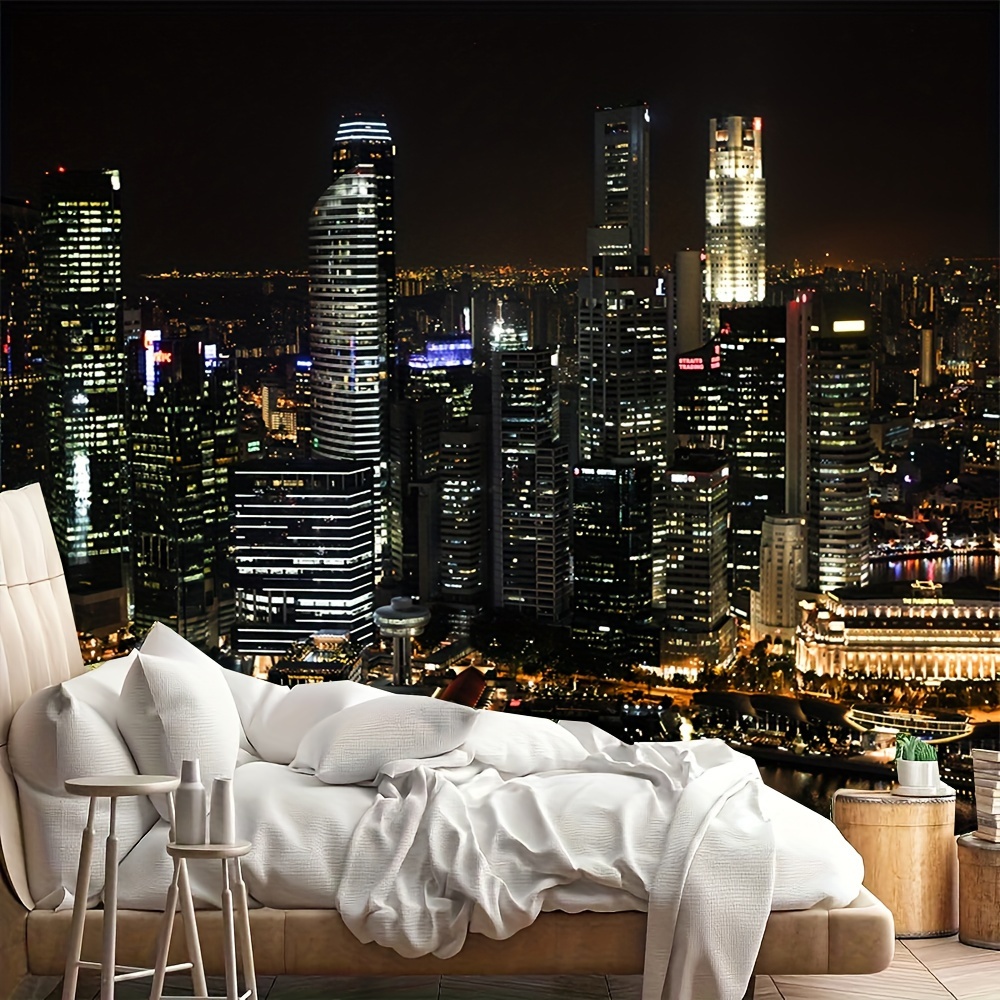 Home Office Background - Fundo de fotografia noturna urbana, adequado