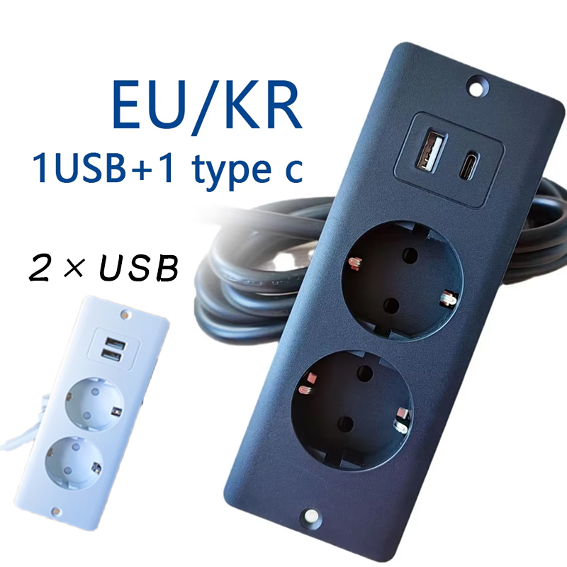 Power Strip Desk - EU KR-Tomadas elétricas embutidas com USB