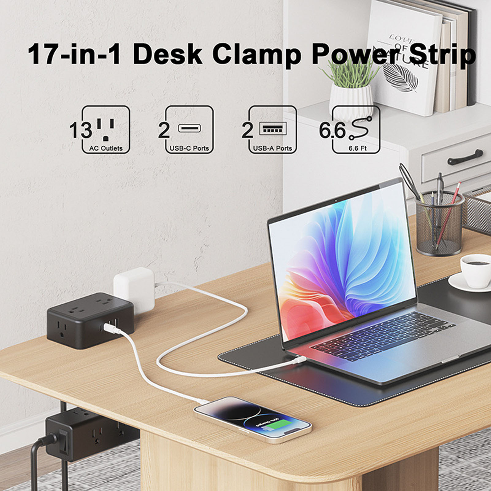 Tomada Múltipla 17 em 1 com Fi - Power Strip Desk avaliação e preço